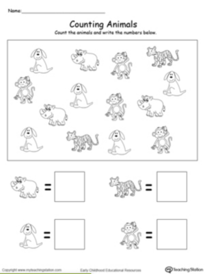Count and Write the Number of Animals