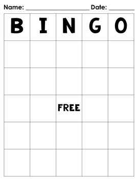 Blank Bingo Board FREEBIE!