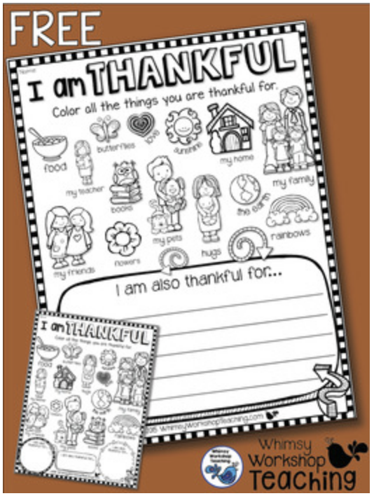 I Am Thankful FREE Writing About Gratitude