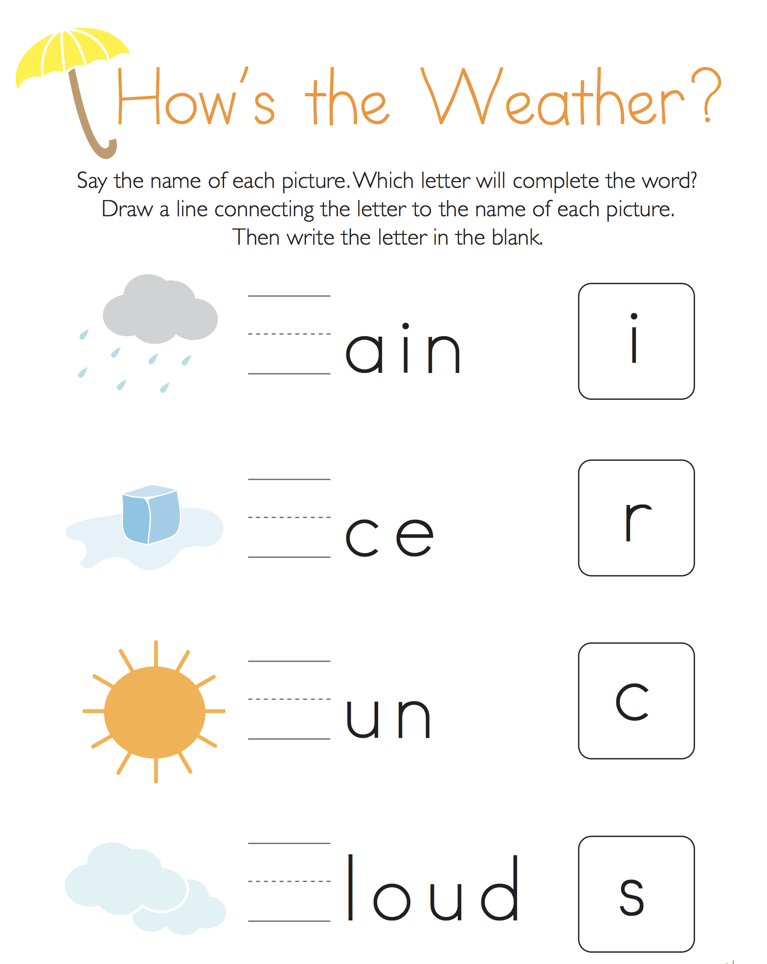 Write the Missing Letter: How's the Weather?